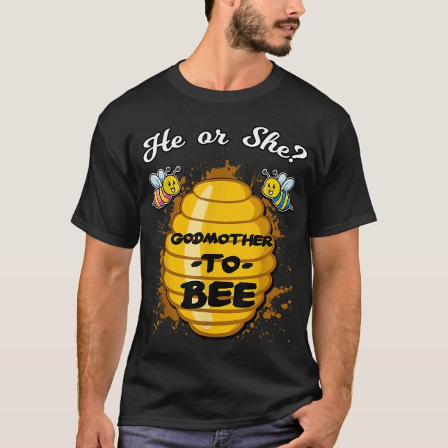 Camiseta Ele Ou Ela É A Madrinha Para Ser O Bab De Anúncio  (Frente)