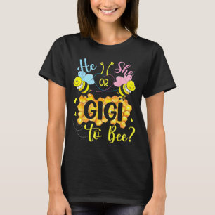 Camiseta Ele ou ela gigi para abelha revelação de gênero di