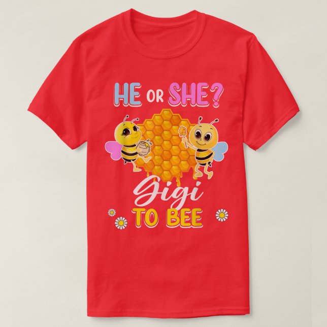 Camiseta Ele Ou Ela Gigi Para Ser Sexo Revele Chá de fralda (Frente do Design)