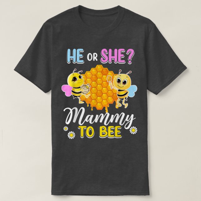 Camiseta Ele Ou Ela Mammy Para Ser Sexo Revele Chá de frald (Frente do Design)