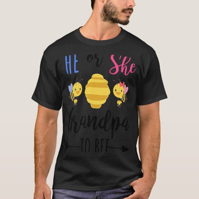 Camiseta Ele ou ela, vovô, para ser vovô à espera (Frente)