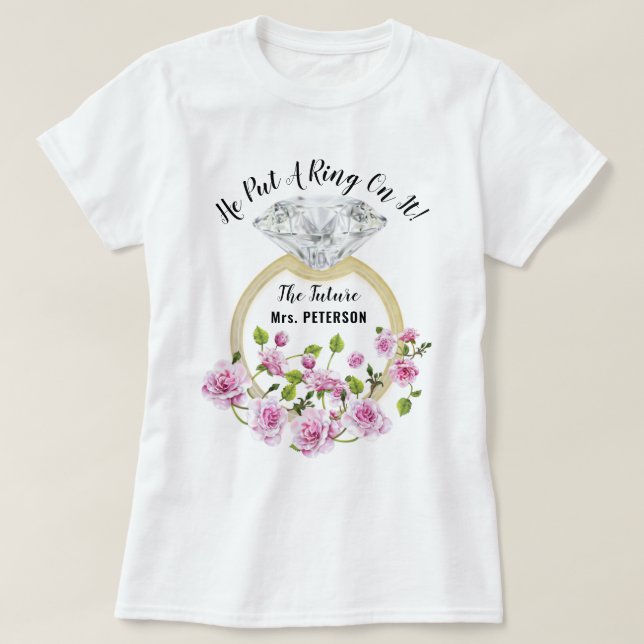 Camiseta Ele Pôs Um Anel Nele Floral De Diamante Moderno (Frente do Design)