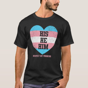 Camiseta Ele Respeita Os Meus Pronunciantes Transgênero Lgb