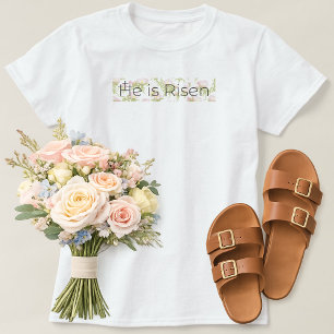 Camiseta Ele Ressuscitou Cristão 3 Cruzes Páscoa Rosa Flora