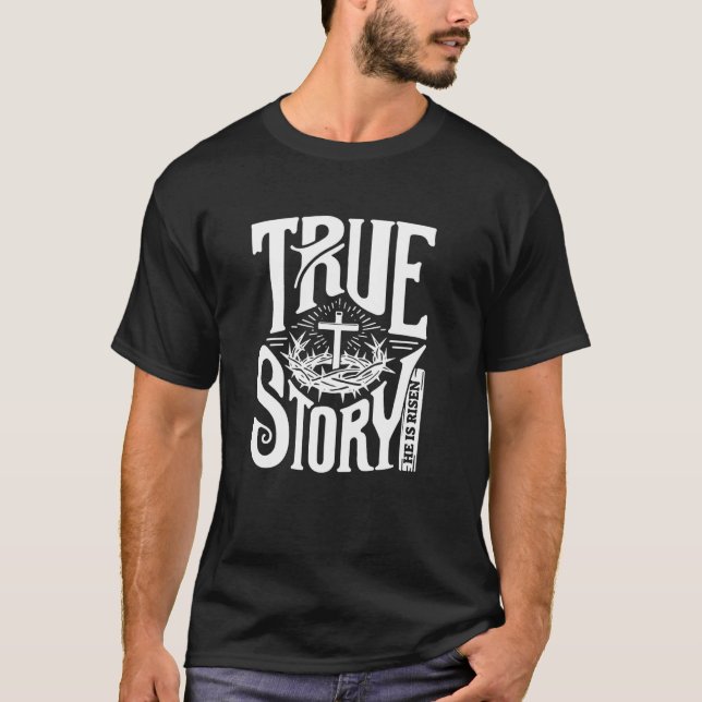 Camiseta Ele Ressuscitou Funny Páscoa, Fé Cristã Para Homen (Frente)