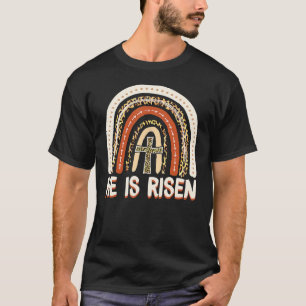 Camiseta Ele Ressuscitou Leopardo Arco-íris Cristão Jesus F