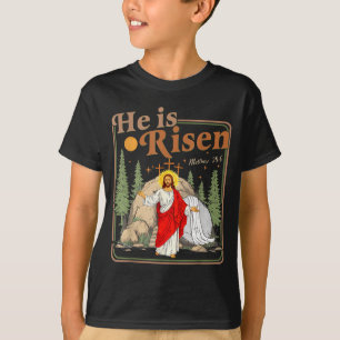 Camiseta Ele ressuscitou mateus 28_6 rétro vintage cruz fel