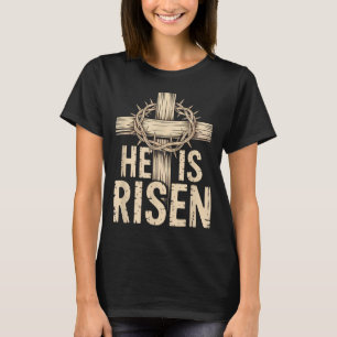 Camiseta Ele ressuscitou mateus 28_6 rétro vintage cruz fel