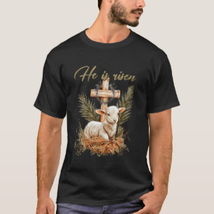 Camiseta Ele Ressuscitou Ovelha Cordeiro Cruz Jesus Cristão