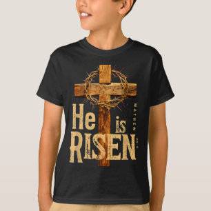 Camiseta Ele ressuscitou retro vintage cruz feliz páscoa 