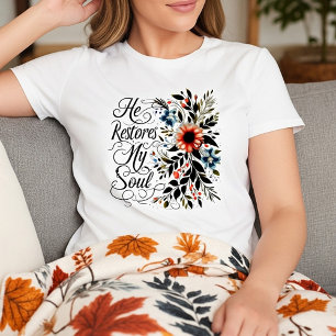 Camiseta Ele restaura a minha alma floral