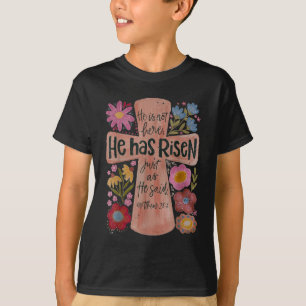 Camiseta Ele Risen Christian Páscoa Boho Floral