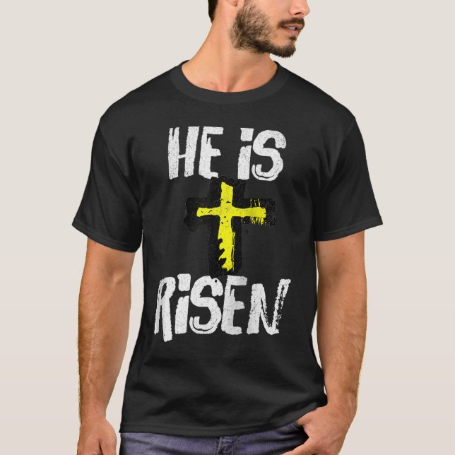 Camiseta Ele tem Risen Men Women Christian Felz pascoa Fait (Frente)