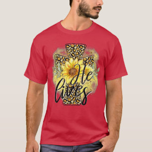 Camiseta Ele Vive Girassóis Fé Jesus Cruzando Ea Cristã