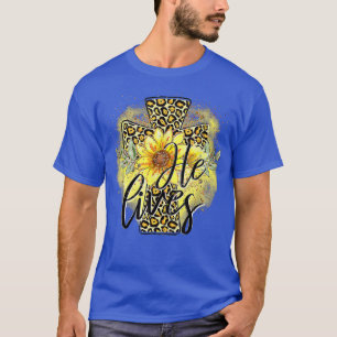 Camiseta Ele Vive Girassóis Fé Jesus Cruzando Ea Cristã