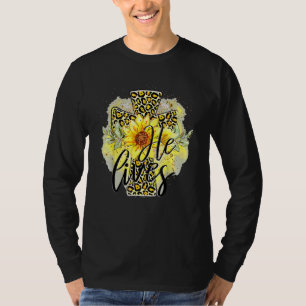 Camiseta Ele Vive Girassóis Fé Jesus Cruzando Ea Cristã