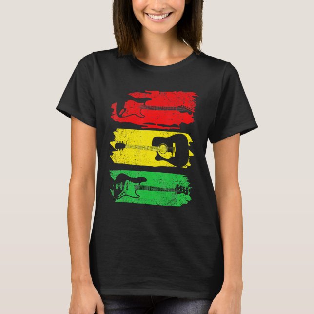 Camiseta Electric Acoustic Bass Guitar Black History Month  (Frente)