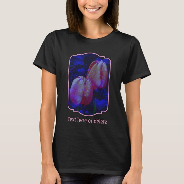 Camiseta Electric Blue Hearts And Pink Tulips Personalized (Frente)