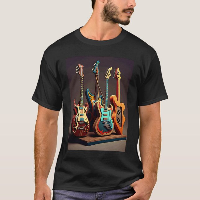 Camiseta Electric Guitar Collection Cool Electric Guitars F (Frente)
