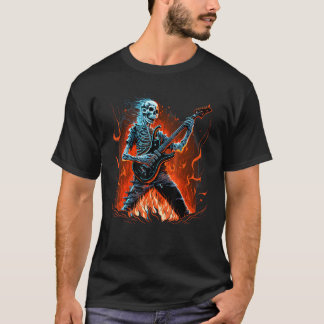 Camiseta Electric Guitar Skeleton Guitarist Metal Punk Rock