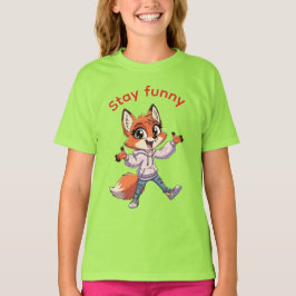 Camiseta Electric Lime Stay Funny Cartoon Fox Tee