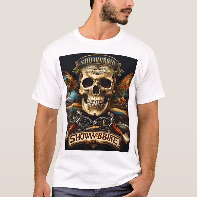 Camiseta Electric Skull Rock Festival Tee | Guitar & Drum (Frente)