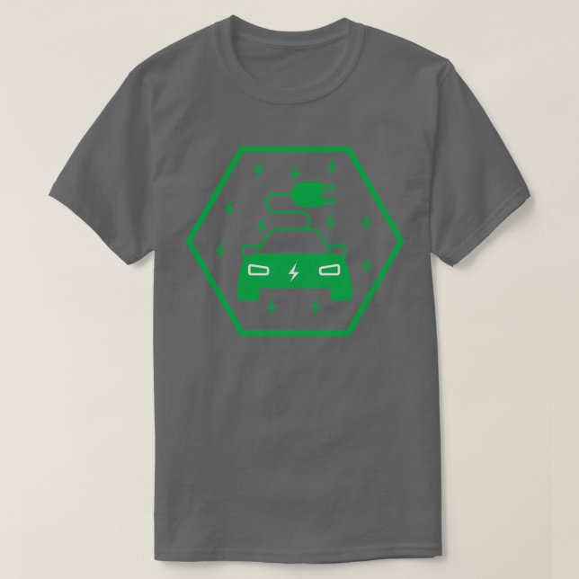 Camiseta electric vehicle car green flash plug (Frente do Design)