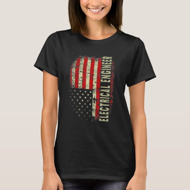 Camiseta Electrical Engineer 4th July US Flag Patriotic Eng (Frente)