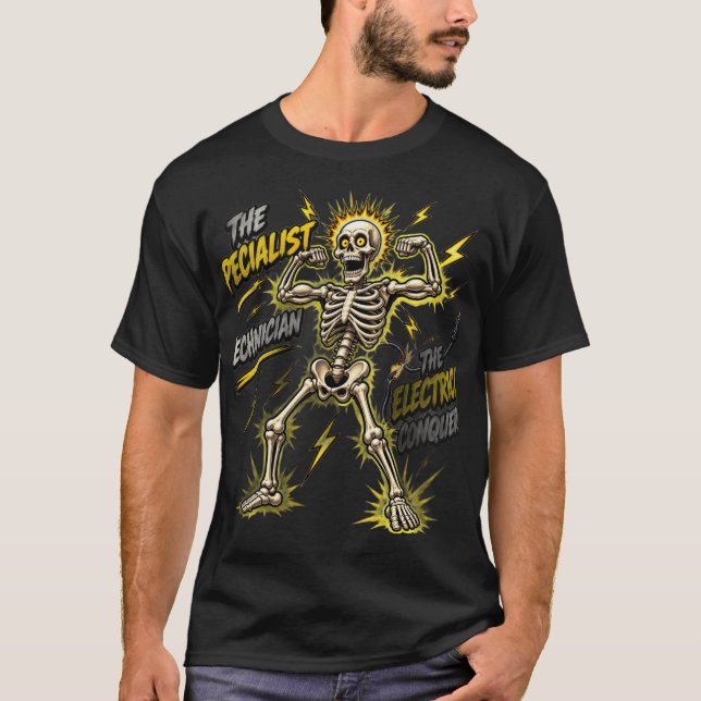 Camiseta Electrical Technician Skeleton Flexing (Frente)