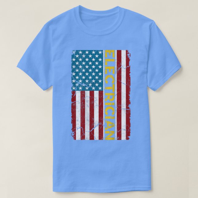 Camiseta Electrician American Flag Cable Electrician Engine (Frente do Design)