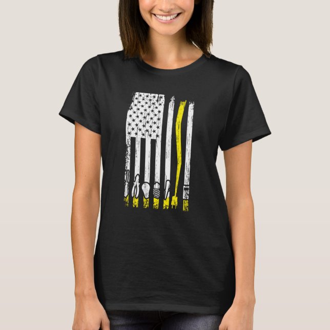 Camiseta Electrician American Flag Electrical Tools Lineman (Frente)