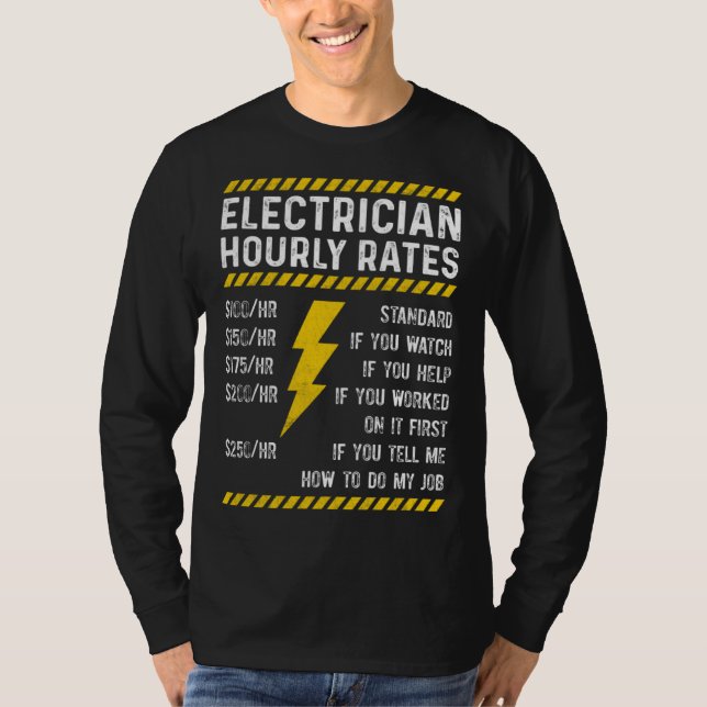 Camiseta Electrician Hourly Rate Electrical Engineer Linema (Frente)