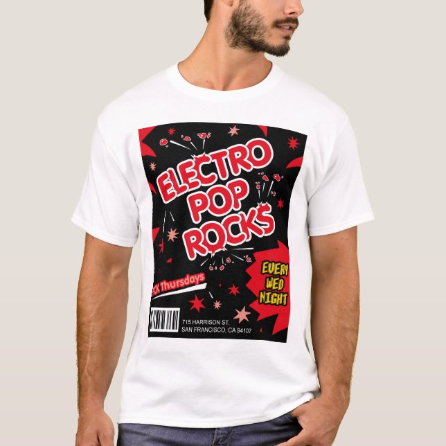 Camiseta Electro t-shirt do vermelho dos doces de rochas do (Frente)