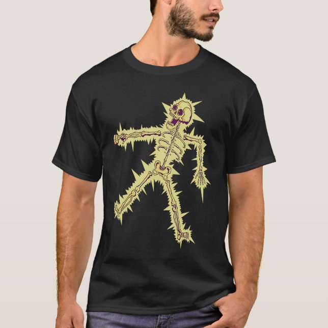 Camiseta Electrocuted Skeleton Halloween (Frente)