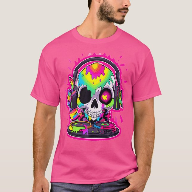 Camiseta Electronic Music Dj Skull Edm Rave (Frente)