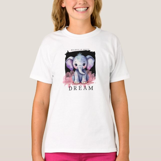 Camiseta elefante, acredite em magia, sonho (Frente)