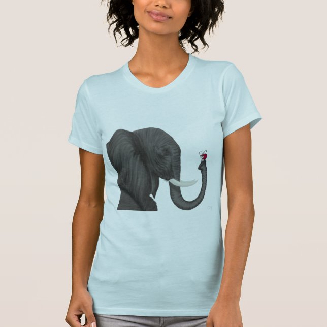Camiseta Elefante Adorável e Ladybug Bonito (Frente)