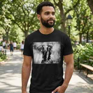 Camiseta Elefante Africano Aquarela Preto e Branco