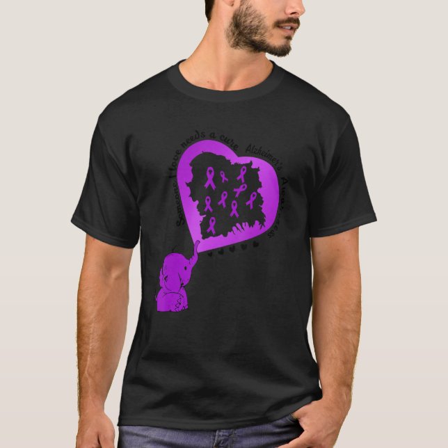 Camiseta Elefante Alzheimers diz que alguém que eu amo prec (Frente)