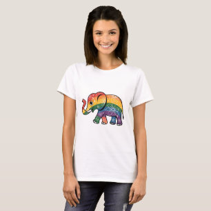 Camiseta Elefante arco-íris