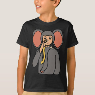 Camiseta Elefante ASL Gesto de Mão Surda Perda de Audição A