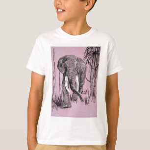 Camiseta Elefante Atravessando A Savana-De-Pé-Rosa