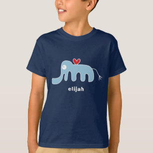Camiseta Elefante Azul de Desenho Animado Fofo Estilizado p