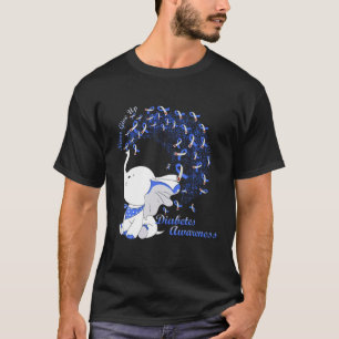 Camiseta Elefante Azul De Fita Nunca Desiste Da Diabetes