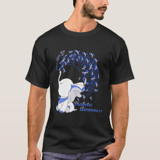 Camiseta Elefante Azul De Fita Nunca Desiste Da Diabetes Aw