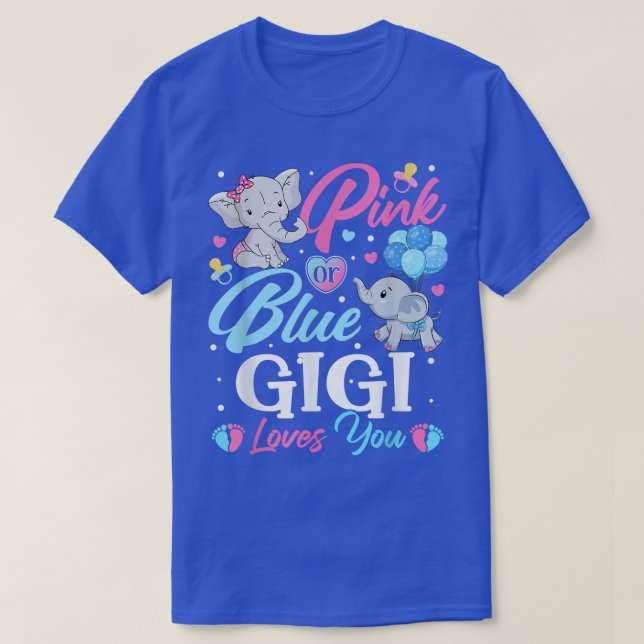 Camiseta Elefante Azul Gigi Adora Sua Revelação De Gravidez (Frente do Design)