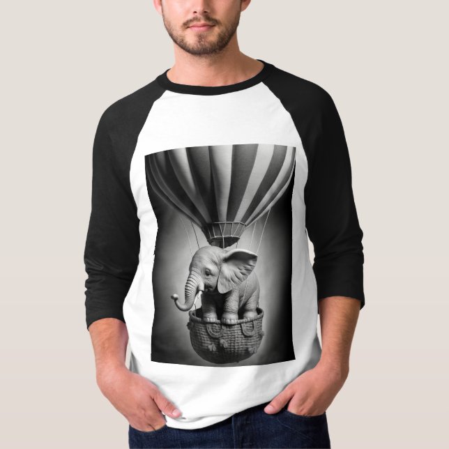 Camiseta Elefante bebê em balão de ar quente (Frente)
