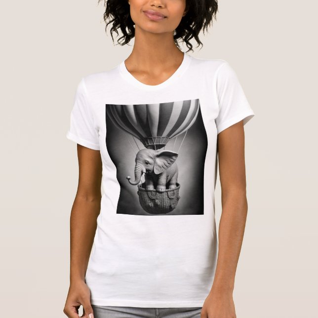 Camiseta Elefante bebê em balão de ar quente (Frente)