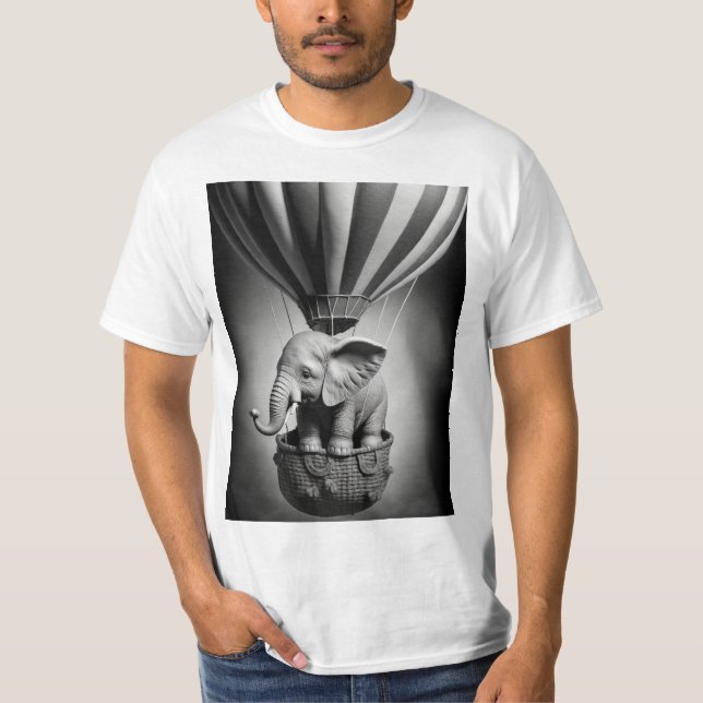 Camiseta Elefante bebê em balão de ar quente (Frente)