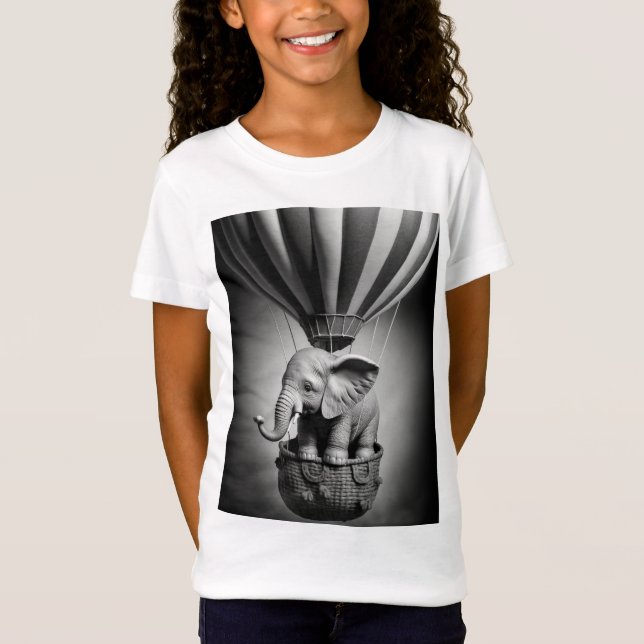 Camiseta Elefante bebê em balão de ar quente (Frente)
